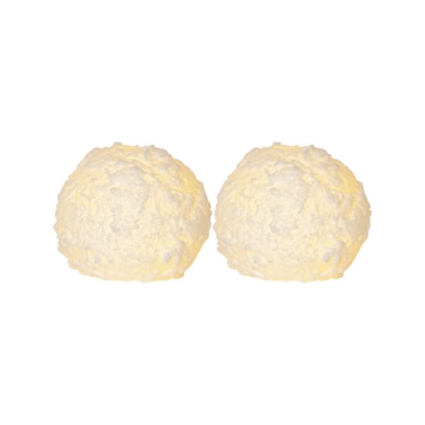 LED Wachskerzen Schneeball-Optik 2er Set mit Timer | Warmweiß – MCTRADE24