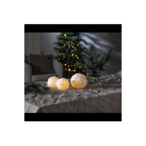 LED Wachskerzen Schneeball-Optik 2er Set mit Timer |...