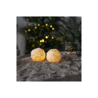 LED Wachskerzen Schneeball-Optik 2er Set mit Timer | Warmweiß – MCTRADE24