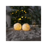 LED Wachskerzen Schneeball-Optik 2er Set mit Timer | Warmweiß – MCTRADE24