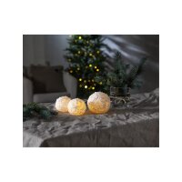 LED Wachskerzen Schneeball-Optik 2er Set mit Timer | Warmweiß – MCTRADE24
