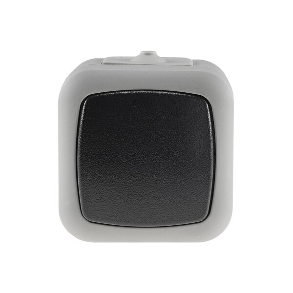 Aufputzschalter Feuchtraum Wechselschalter IP44 250V 10A AP-Schalter für Keller Garage Innen Aussen Grau Anthrazit