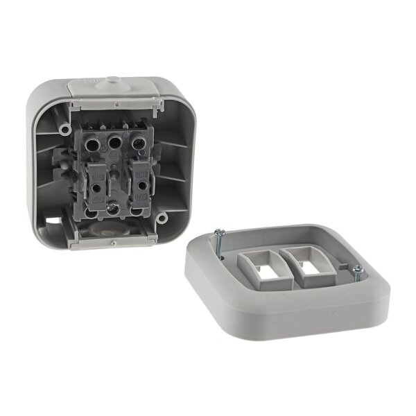 Aufputzschalter Feuchtraum Wechselschalter IP44 250V 10A AP-Schalter für Keller Garage Innen Aussen Grau Anthrazit