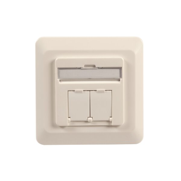Cat.6 Datendose 2x RJ45 Unterputz – geschirmt RAL9010 oben/unten