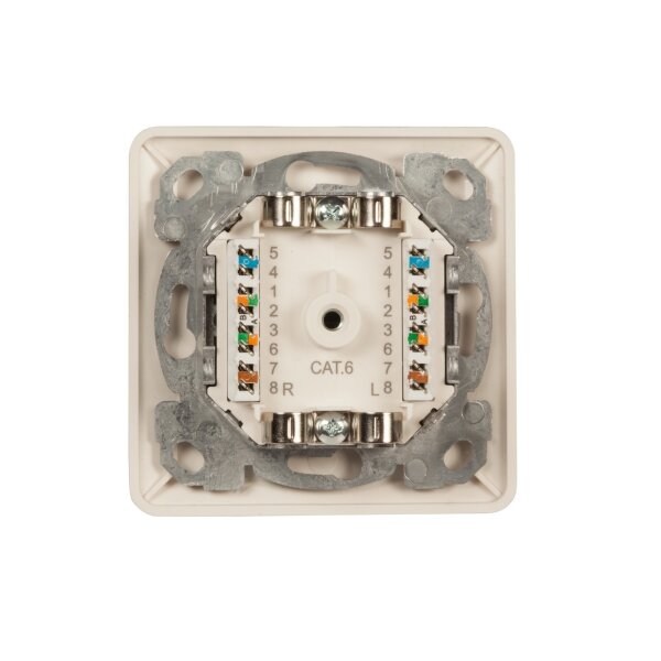 Cat.6 Datendose Unterputz 2xRJ45 oben/unten | 250?MHz | RAL9010