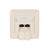 Cat.6 Datendose 2x RJ45 Unterputz – geschirmt RAL9010 oben/unten