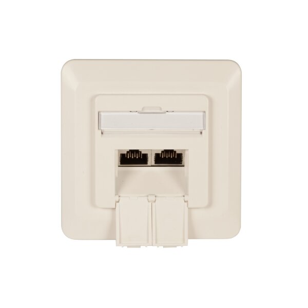 Datendose Cat.6 Unterputz 2xRJ45 rechts/links RAL9010 | 250?MHz, vollgeschirmt