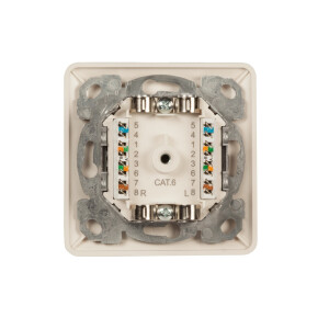 Datendose Cat.6 Unterputz 2xRJ45 rechts/links RAL9010 | 250?MHz, vollgeschirmt