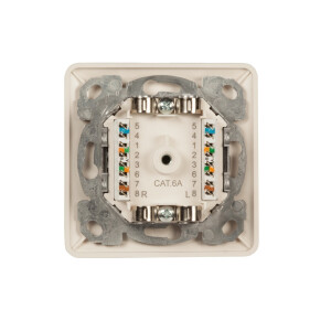 Datendose Cat.6A UP 2xRJ45 RAL9010 oben/unten – 500MHz vollgeschirmt