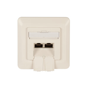 Datendose Cat.6A UP 2xRJ45 RAL9010 oben/unten – 500MHz vollgeschirmt