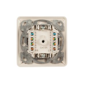 Datendose Cat.6A 500MHz Aufputz 2xRJ45 RAL9010 – oben/unten