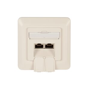 Datendose Cat.6A 500MHz Aufputz 2xRJ45 RAL9010 – oben/unten