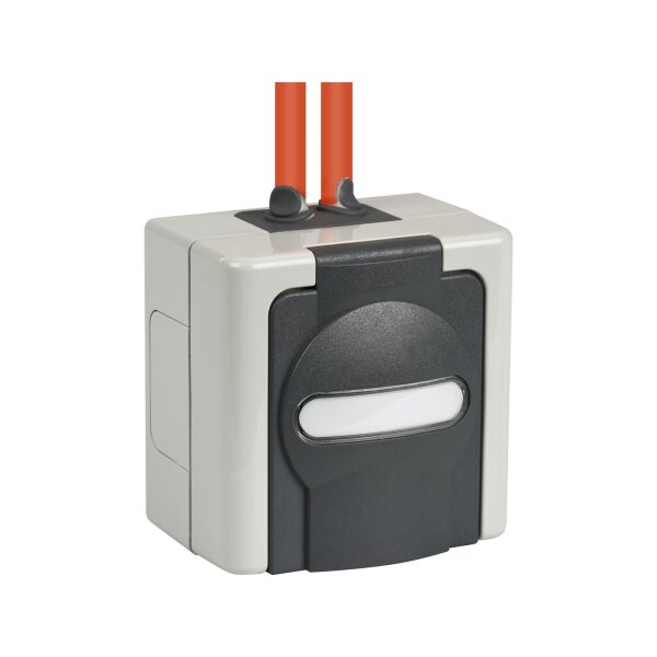 Aufputz-Feuchtraum Leergehäuse für 2 Keystone-Module, IP44 grau – passend für Netzwerkdosen