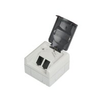 Aufputz-Feuchtraum Leergehäuse für 2 Keystone-Module, IP44 grau – passend für Netzwerkdosen