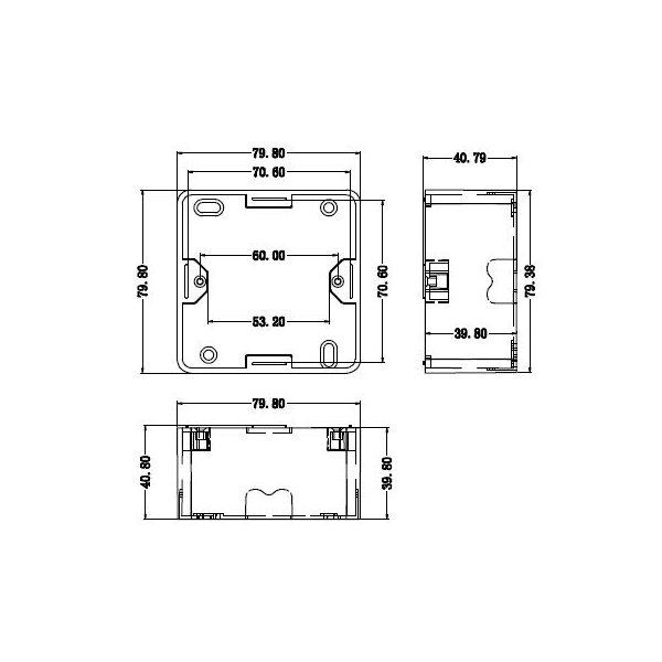 Aufputzrahmen 80x80x40 mm in RAL9010 Weiß – für Datendosen & Keystone-Sets