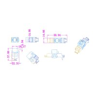 RJ45 Keystone Slimline Cat.6A – Zinkdruckguss, 10GE, vollgeschirmt