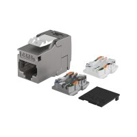 24er Set RJ45 Keystone Cat.6A Slimline – 10Gbit, vollgeschirmt, werkzeuglos