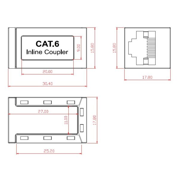 Modular-Adapter RJ45 STP Cat.6 – Geschirmte Verbindungskupplung