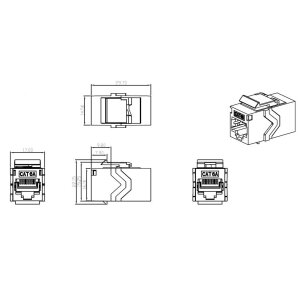 Keystone Einbauadapter RJ45 STP – Cat.6A, geschirmt, Snap-In Montage