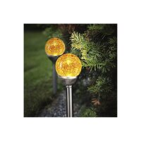 Solarpollerleuchte Roma 2er Set – LED, 26?cm, bernsteinfarben, schwarz, solarbetrieben