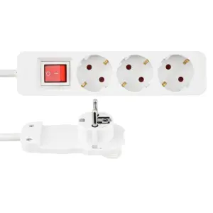 Steckdosenleiste 3-fach mit Flachstecker & Schalter,...