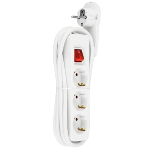 Steckdosenleiste 3-fach mit Flachstecker & Schalter, 2?m – Weiß