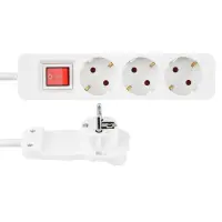 Steckdosenleiste 3-fach mit Flachstecker & Schalter, 2?m – Weiß