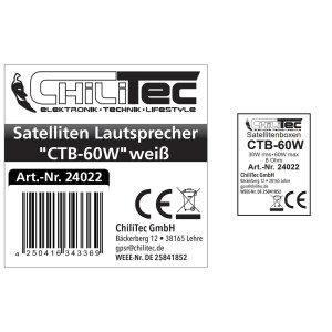 Satelliten Lautsprecher CTB-60B – 2-Wege Boxen Paar, 60W, 8 Ohm, weiß