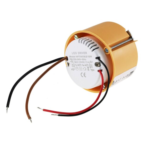 LED-Trafo CT-18E – 0,5–18W Slimline, rund, 12V Konstantspannung