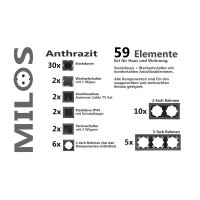 Elektroinstallation Komplett Set 59-teilig – Steckdosen, Schalter & TV-Dosen Anthrazit