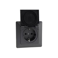 Milos Schutzkontakt-Steckdose IP44 – Anthrazit, Klapp-Deckel, Feuchtraum geeignet