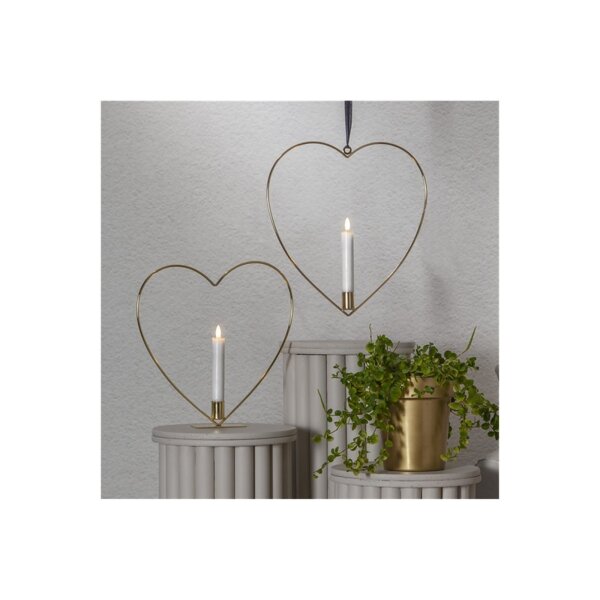 LED Deko Innen Flamme Collection – Herz & Ring, Messing, Schwarz, Silber, mit Antikkerze