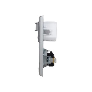 Delphi Bewegungsmelder 2-Draht mit Steckdose Unterputz UP 230V~ 160° PIR Sensor Schutzkontaktsteckdose im Doppelrahmen Anschluss ohne Nullleiter