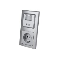 Delphi Bewegungsmelder 2-Draht mit Steckdose Unterputz UP 230V~ 160° PIR Sensor Schutzkontaktsteckdose im Doppelrahmen Anschluss ohne Nullleiter