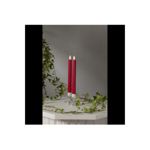 LED Leuchterkerze 2er Set "Flamme Stripe" in Rot