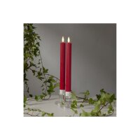 LED Leuchterkerze 2er Set "Flamme Stripe" in Rot