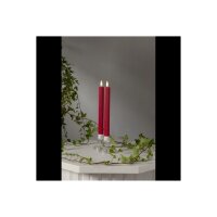 LED Leuchterkerze 2er Set "Flamme Stripe" in Rot