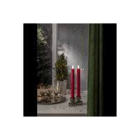 LED Leuchterkerze 2er Set "Flamme Stripe" in Rot