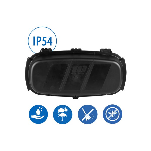 EFB Elektronik Outdoor-Box IP54 – klappbar, abschließbar, schwarz, aus recyceltem Kunststoff