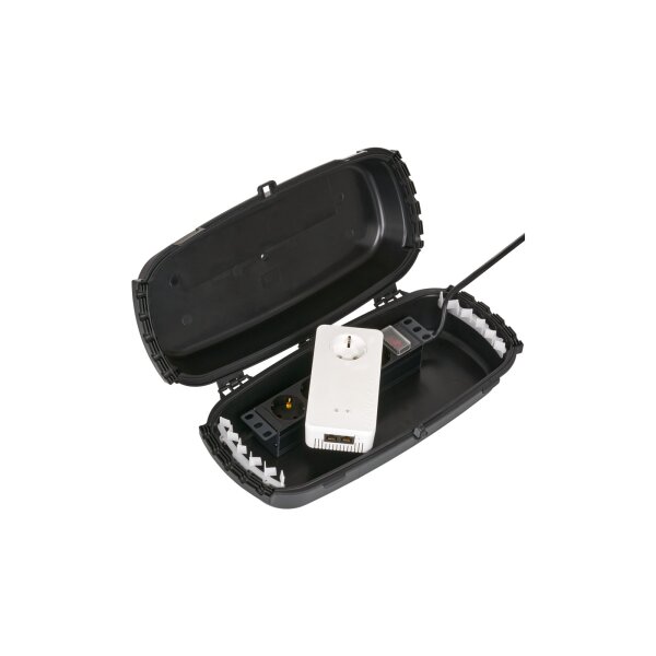 EFB Elektronik Outdoor-Box IP54 – klappbar, abschließbar, schwarz, aus recyceltem Kunststoff