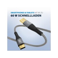 USB-A auf USB-C Kabel | 60W QC Schnellladen | Textilmantel | Goldkontakte | 3 m