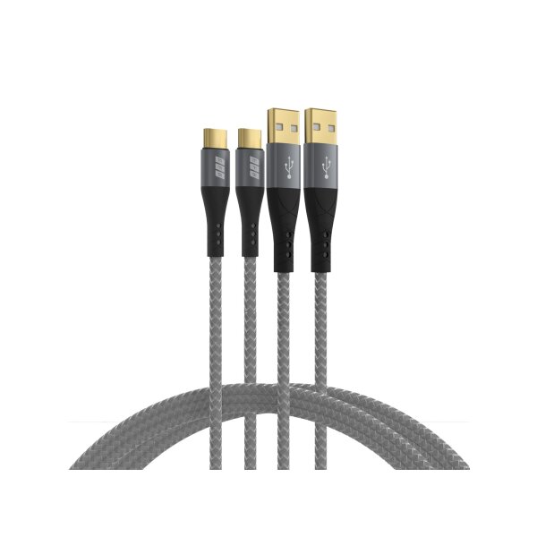 USB-A auf USB-C Kabelset 2×2 m | 60W QC Schnellladen | Textilmantel | 2er-Pack