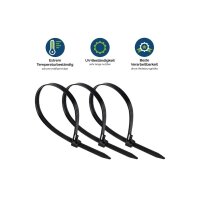 HPER® Kabelbinder wiederverwendbar 7,5×360 mm schwarz | UV-beständig | Heavy-Duty