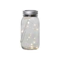 Solarlaterne Jamjar – Transparent, 10 LEDs, warmweiß, IP44, Dämmerungssensor