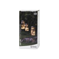 Solarlaterne Jamjar – Transparent, 10 LEDs, warmweiß, IP44, Dämmerungssensor