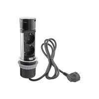 Versenkbare 3-fach Steckdose mit USB-A & USB-C – Edelstahl, Pop-Up, 230V, 3600W