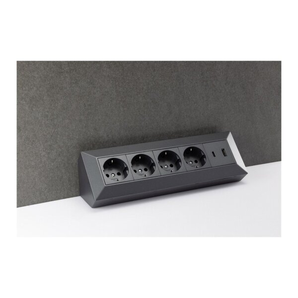 4-fach Steckdosenblock in Anthrazit