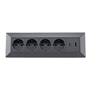 4-fach Steckdosenblock in Anthrazit