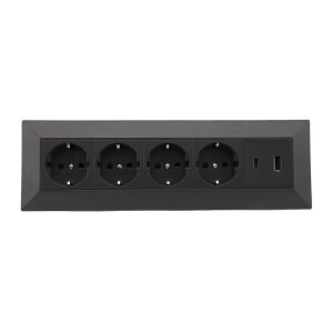 4-fach Steckdosenblock in Schwarz