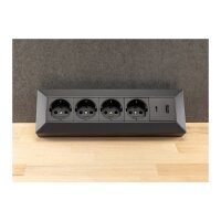 4-fach Steckdosenblock in Schwarz